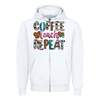 White coffee teach repeat Zipper Hoodie - HRA Design Shop