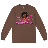 Chestnut Breast Cancer Awareness with Afro Woman Long Sleeve Tee - texasbilliewilder