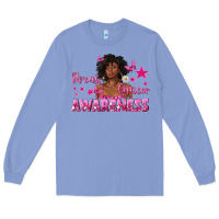 Breast Cancer Awareness With Afro Woman Long Sleeve Tee | Teevron