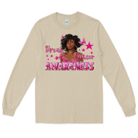 Mushroom Breast Cancer Awareness with Afro Woman Long Sleeve Tee - texasbilliewilder