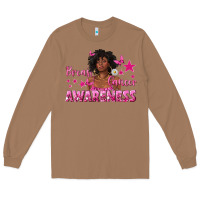 Toasted Coconut Breast Cancer Awareness with Afro Woman Long Sleeve Tee - texasbilliewilder