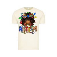 Autism Mom Afro Locs Messy Bun Vintage Tee | Teevron