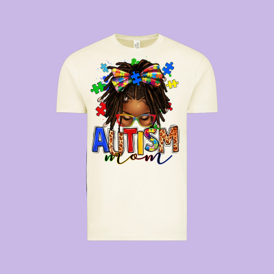 Vintage Tee autism mom afro locs messy bun