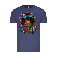 Vintage Denim autism mom afro locs messy bun Vintage Tee - texasbilliewilder