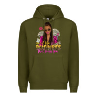Army Green mind the business that pays you afro woman Premium Hoodie - NancyCooperArtShop