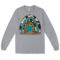 Heather Grey rainbow sunflower gemstone Long Sleeve Tee - RanaPortraitStore