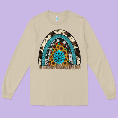 Rainbow Sunflower Gemstone Long Sleeve Tee Designed By Ranaportraitstore