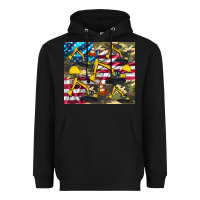 Black excavator American flag Heavyweight Hoodie - Artiststas