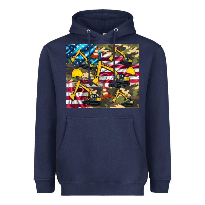 Excavator American Flag Heavyweight Hoodie by Artiststas | Teevron
