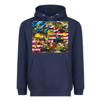 Navy excavator American flag Heavyweight Hoodie - Artiststas