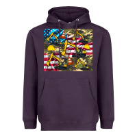 Plum excavator American flag Heavyweight Hoodie - Artiststas