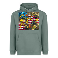 Sage excavator American flag Heavyweight Hoodie - Artiststas
