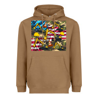 Toasted Coconut excavator American flag Heavyweight Hoodie - Artiststas