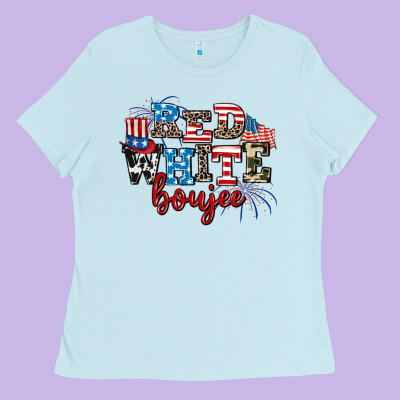 Red Whıte Boujee Ladies Tee Designed By Adodesignshop