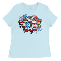 Baby Blue Red whıte boujee Ladies Tee - AdoDesignShop