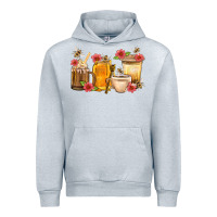 Heather Grey Honey And Bee With Flower Coffee Cup Urban Hoodie - BundleAndBundleShop