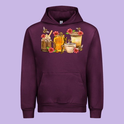 Honey And Bee With Flower Coffee Cup Urban Hoodie Designed By Bundleandbundleshop