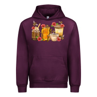 Mauve Wine Honey And Bee With Flower Coffee Cup Urban Hoodie - BundleAndBundleShop