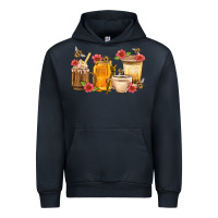 Navy Honey And Bee With Flower Coffee Cup Urban Hoodie - BundleAndBundleShop