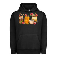 Pigment Black Honey And Bee With Flower Coffee Cup Urban Hoodie - BundleAndBundleShop