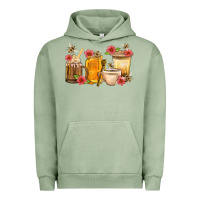 Pigment Oil Green Honey And Bee With Flower Coffee Cup Urban Hoodie - BundleAndBundleShop