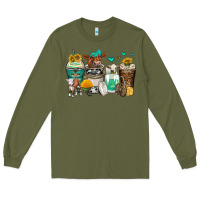 Army Green cows coffee cups Long Sleeve Tee - Zillion Design Studio