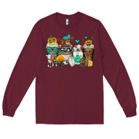 Burgundy cows coffee cups Long Sleeve Tee - Zillion Design Studio