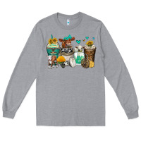 Heather Grey cows coffee cups Long Sleeve Tee - Zillion Design Studio
