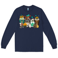 Navy cows coffee cups Long Sleeve Tee - Zillion Design Studio