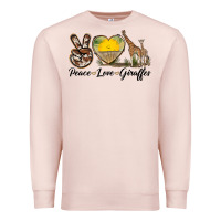 Pale Pink Peace Love Giraffes Premium Sweatshirt - LillyAllenDesigns
