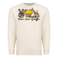 Sandshell Peace Love Giraffes Premium Sweatshirt - LillyAllenDesigns