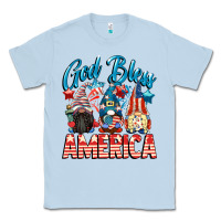 Dusty Blue God blessed America gnomes 4th of July Classic Tee - CowGirlArtShop
