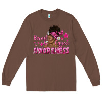 Chestnut Breast Cancer Awareness with Afro Woman Long Sleeve Tee - texasbilliewilder