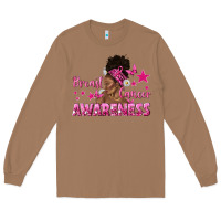 Toasted Coconut Breast Cancer Awareness with Afro Woman Long Sleeve Tee - texasbilliewilder