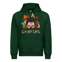 Forest Green Camping Braid Hair Woman With Fire Bbs Urban Hoodie - BundleAndBundleShop