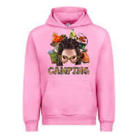 Fuchsia Pink Camping Braid Hair Woman With Fire Bbs Urban Hoodie - BundleAndBundleShop