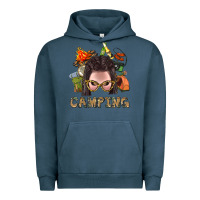 Pigment Midnight Navy Camping Braid Hair Woman With Fire Bbs Urban Hoodie - BundleAndBundleShop