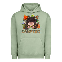 Pigment Oil Green Camping Braid Hair Woman With Fire Bbs Urban Hoodie - BundleAndBundleShop