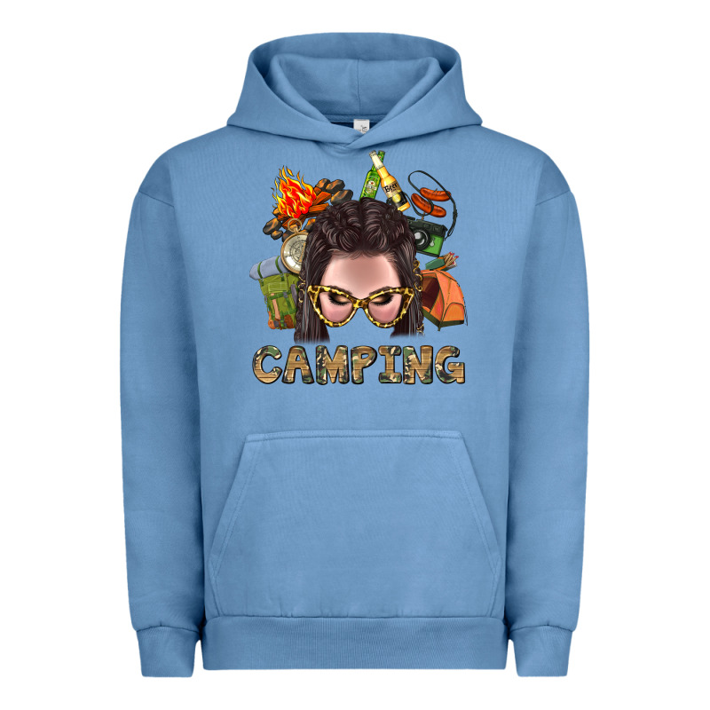 Camping Braid Hair Woman With Fire Bbs Urban Hoodie by BundleAndBundleShop | Teevron