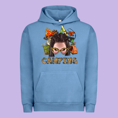 Camping Braid Hair Woman With Fire Bbs Urban Hoodie Designed By Bundleandbundleshop