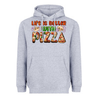 Heather Grey life is better with pizza Heavyweight Hoodie - AdoDesignShop