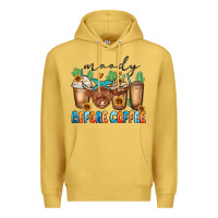 Antique Gold moody before coffee Premium Hoodie - MaliasSmallBusiness