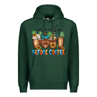 Sports Green moody before coffee Premium Hoodie - MaliasSmallBusiness