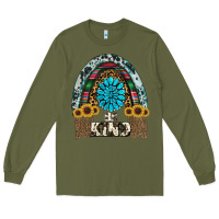 Army Green western rainbow  be kind Long Sleeve Tee - RanaPortraitStore
