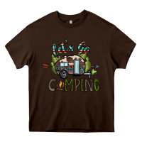 Chocolate Brown let's go camping Heavy Core Tee - CowhideDigitalArt