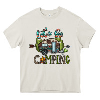 Cream let's go camping Heavy Core Tee - CowhideDigitalArt