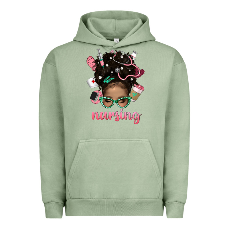 Afro Messy Bun Nursing Bbs Urban Hoodie by BundleAndBundleShop | Teevron
