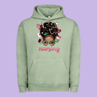 Afro Messy Bun Nursing Bbs Urban Hoodie Designed By Bundleandbundleshop