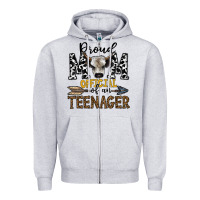 Heather Grey proud mom official of an teenager Zipper Hoodie - CowhideDigitalArt