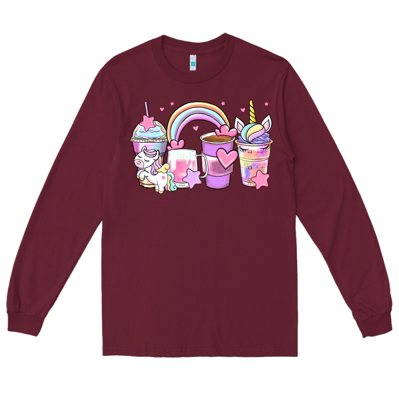 Unicorn Coffee Cups Long Sleeve Tee by Zillion Design Studio | Teevron